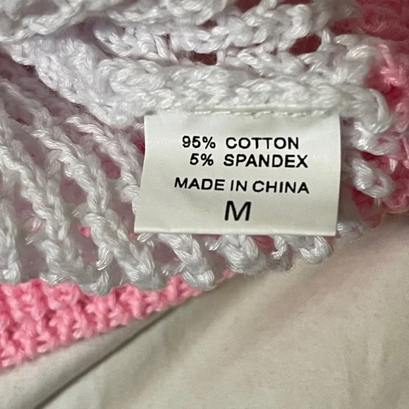 Rainbow Multicolor Crochet Bell Sleeve Crop Top Festival Concert Hippie Medium - Picture 6 of 7